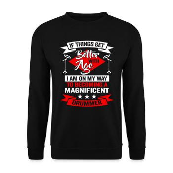 Batteur dans un groupe | Batteur Musicien - Sweat-shirt Unisexe - noir - Devant - Alina (178cm) & Michal (187cm)