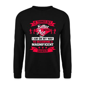 Dancing Dancer Birthday Choreographer Dance School - Unisex Sweatshirt - black - Front - Alina (178cm) & Michal (187cm)