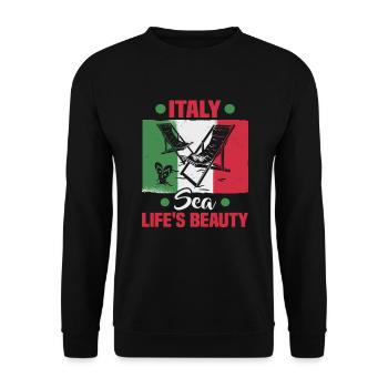 Italie vacances à la plage au bord de la mer Design beach motif - Sweat-shirt Unisexe - noir - Devant - Alina (178cm) & Michal (187cm)