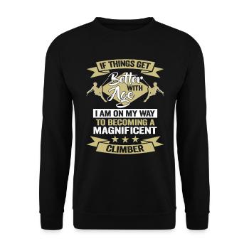 Anniversaire du grimpeur Dire escalade - Sweat-shirt Unisexe - noir - Devant - Alina (178cm) & Michal (187cm)