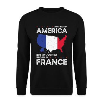 Né Français France États-Unis - Sweat-shirt Unisexe - noir - Devant - Alina (178cm) & Michal (187cm)