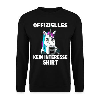 böses Einhorn mit Tasse ein kein Interesse - Unisex Pullover - Schwarz - Vorne - Alina (178cm) & Michal (187cm)