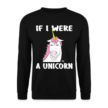 Wenn ich ein Einhorn wäre, lustiges - Unisex Pullover - Schwarz - Vorne - Alina (178cm) & Michal (187cm)