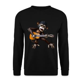 Guitar Monkey - Unisex Sweatshirt - black - Front - Alina (178cm) & Michal (187cm)