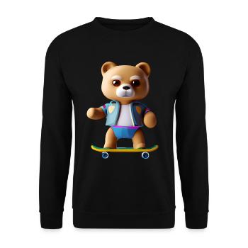 Cool bear on skateboard - Casual style - Unisex Sweatshirt - black - Front - Alina (178cm) & Michal (187cm)