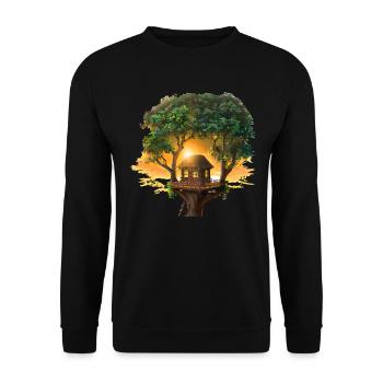 Coucher de soleil dans la cabane dans les arbres - Sweat-shirt Unisexe - noir - Devant - Alina (178cm) & Michal (187cm)
