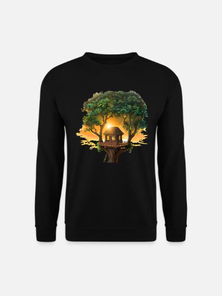 Sonnenuntergang im Baumhaus - Unisex Pullover - Schwarz