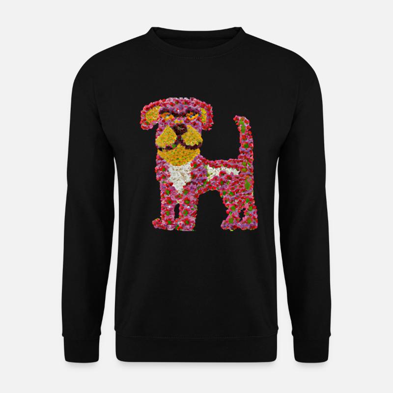 Schöner Blumenhund - Unisex Pullover - Schwarz
