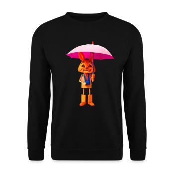 Wooden rabbit with umbrella - Unisex Sweatshirt - black - Front - Alina (178cm) & Michal (187cm)