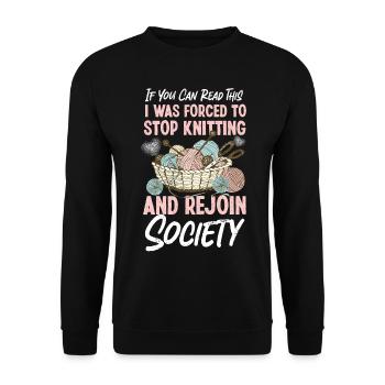 Knitting Knitter If You Can Read - Unisex Sweatshirt - black - Front - Alina (178cm) & Michal (187cm)