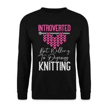 Knitting Knitter Introverted But - Unisex Pullover - Schwarz - Vorne - Alina (178cm) & Michal (187cm)