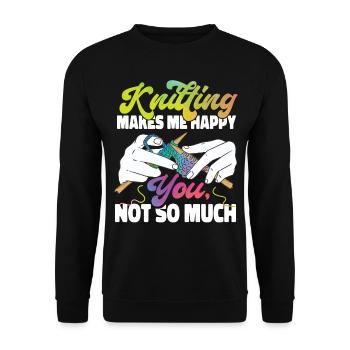 Tricoter Tricoter Tricoter me fait - Sweat-shirt Unisexe - noir - Devant - Alina (178cm) & Michal (187cm)