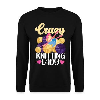 Knitting Knitter Girl Crazy - Unisex Pullover - Schwarz - Vorne - Alina (178cm) & Michal (187cm)