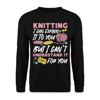 Knitting Knitter Knitting I Can - Unisex Pullover - Schwarz - Vorne - Alina (178cm) & Michal (187cm)