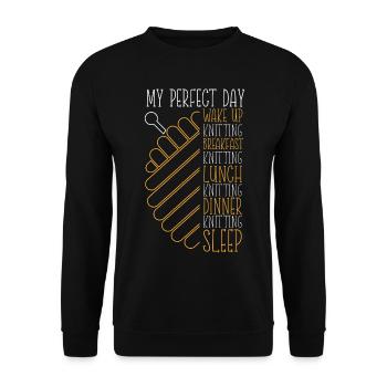 Knitting Knitter My Perfect Day - Unisex Pullover - Schwarz - Vorne - Alina (178cm) & Michal (187cm)