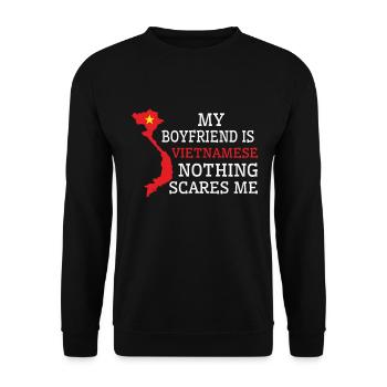 Rien ne me fait peur Mon copain est vietnamien - Sweat-shirt Unisexe - noir - Devant - Alina (178cm) & Michal (187cm)