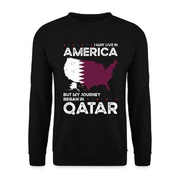 Born Qatari Qatar American USA Citizenship - Unisex Sweatshirt - black - Front - Alina (178cm) & Michal (187cm)
