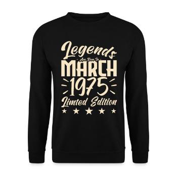 Naissance En Mars 1975. Cadeau d'anniversaire mars - Sweat-shirt Unisexe - noir - Devant - Alina (178cm) & Michal (187cm)