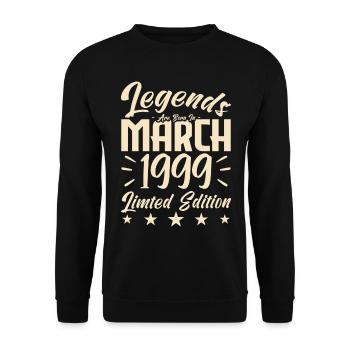 Naissance En Mars 1999. Cadeau d'anniversaire mars - Sweat-shirt Unisexe - noir - Devant - Alina (178cm) & Michal (187cm)