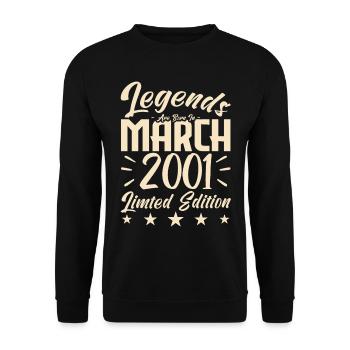 Naissance En Mars 2001. Cadeau d'anniversaire mars - Sweat-shirt Unisexe - noir - Devant - Alina (178cm) & Michal (187cm)