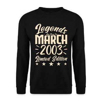Naissance En Mars 2003. Cadeau d'anniversaire mars - Sweat-shirt Unisexe - noir - Devant - Alina (178cm) & Michal (187cm)