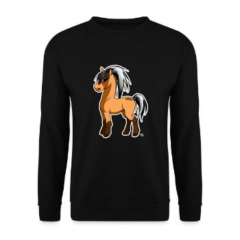 Cute Kawaii Fjord Horse Cute Pony with Heart - Unisex Sweatshirt - black - Front - Alina (178cm) & Michal (187cm)
