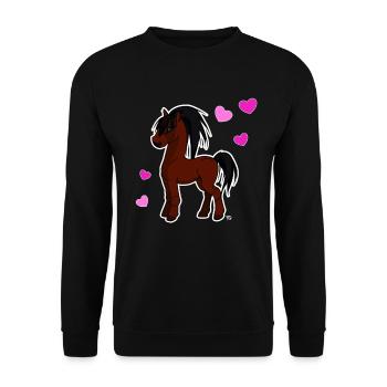kawaii horse cute pony with hearts - Unisex Sweatshirt - black - Front - Alina (178cm) & Michal (187cm)