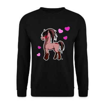 kawaii horse cute manga pony with hearts - Unisex Sweatshirt - black - Front - Alina (178cm) & Michal (187cm)