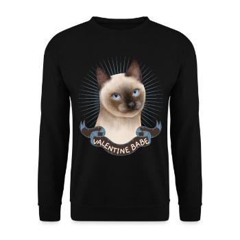 Katze Siamkatze, Siamesische Valentinstag Spruch - Unisex Pullover - Schwarz - Vorne - Alina (178cm) & Michal (187cm)