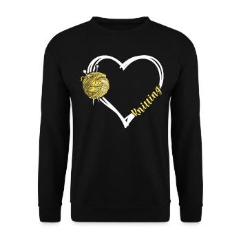 Knitting Knitter Heart Knitting - Unisex Pullover - Schwarz - Vorne - Alina (178cm) & Michal (187cm)