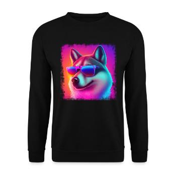 Dog Cartoon Huskie Design pour les amoureux des chiens - Sweat-shirt Unisexe - noir - Devant - Alina (178cm) & Michal (187cm)