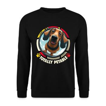 Hunde Spruch Dachshund Design für Hundeliebhaber - Unisex Pullover - Schwarz - Vorne - Alina (178cm) & Michal (187cm)