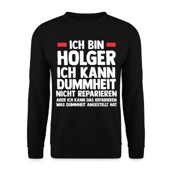 Holger - Unisex Pullover - Schwarz - Vorne - Alina (178cm) & Michal (187cm)