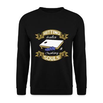 Trous de perforation et écrasement des âmes Cornhole - Sweat-shirt Unisexe - noir - Devant - Alina (178cm) & Michal (187cm)