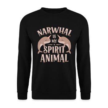 Narwhal is my spirit animal-sea-unicorn animal - Unisex Sweatshirt - black - Front - Alina (178cm) & Michal (187cm)