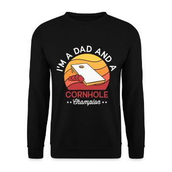 Ich Bin Ein Vatertag Und Ein Cornhole-champion - Unisex Pullover - Schwarz - Vorne - Alina (178cm) & Michal (187cm)