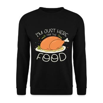 Je ne suis ici que pour la nourriture Dinde Thanksgiving - Sweat-shirt Unisexe - noir - Devant - Alina (178cm) & Michal (187cm)