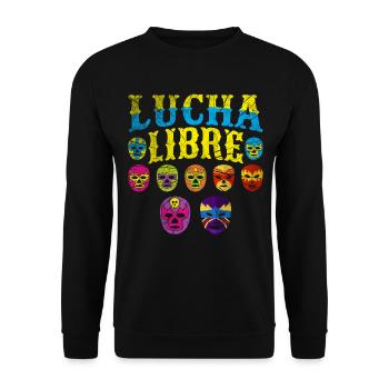 Luchador Masks Lucha Libre - Unisex Pullover - Schwarz - Vorne - Alina (178cm) & Michal (187cm)