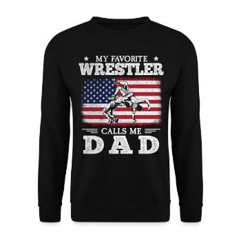 Mon lutteur préféré m’appelle papa drapeau américain - Sweat-shirt Unisexe - noir - Devant - Alina (178cm) & Michal (187cm)