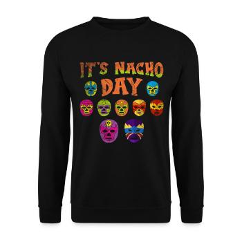Luchador Masks It's Nacho Day - Unisex Pullover - Schwarz - Vorne - Alina (178cm) & Michal (187cm)
