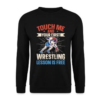 Touchez-moi et votre première leçon de lutte est gratuite - Sweat-shirt Unisexe - noir - Devant - Alina (178cm) & Michal (187cm)