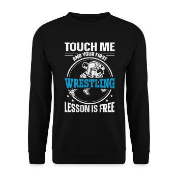 Touchez-moi et votre première leçon de lutte est gratuite - Sweat-shirt Unisexe - noir - Devant - Alina (178cm) & Michal (187cm)