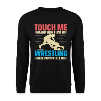 Touchez-moi et votre première leçon de lutte est gratuite - Sweat-shirt Unisexe - noir - Devant - Alina (178cm) & Michal (187cm)