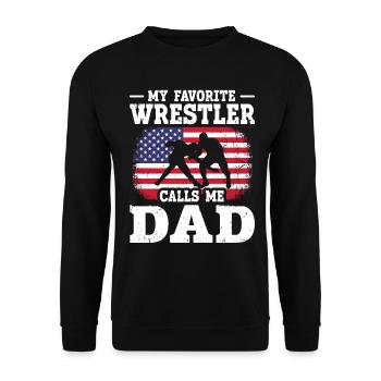 Mon lutteur préféré m’appelle papa drapeau américain - Sweat-shirt Unisexe - noir - Devant - Alina (178cm) & Michal (187cm)