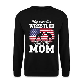 Mon lutteur préféré m’appelle maman drapeau américain - Sweat-shirt Unisexe - noir - Devant - Alina (178cm) & Michal (187cm)