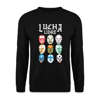 Luchador Masks Lucha Libre - Unisex Pullover - Schwarz - Vorne - Alina (178cm) & Michal (187cm)