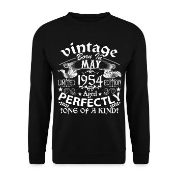 May 1954 | anniversaire 1954 Vintage May - Sweat-shirt Unisexe - noir - Devant - Alina (178cm) & Michal (187cm)