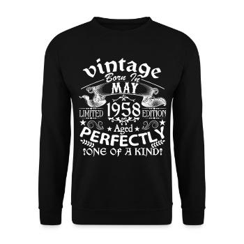 May 1958 | anniversaire 1958 Vintage May - Sweat-shirt Unisexe - noir - Devant - Alina (178cm) & Michal (187cm)