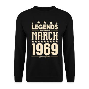 Gift Legend März 1969. Geschenk März 1969. März. - Unisex Pullover - Schwarz - Vorne - Alina (178cm) & Michal (187cm)