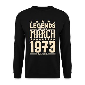 Gift Legend März 1973. Geschenk März 1973. März. - Unisex Pullover - Schwarz - Vorne - Alina (178cm) & Michal (187cm)